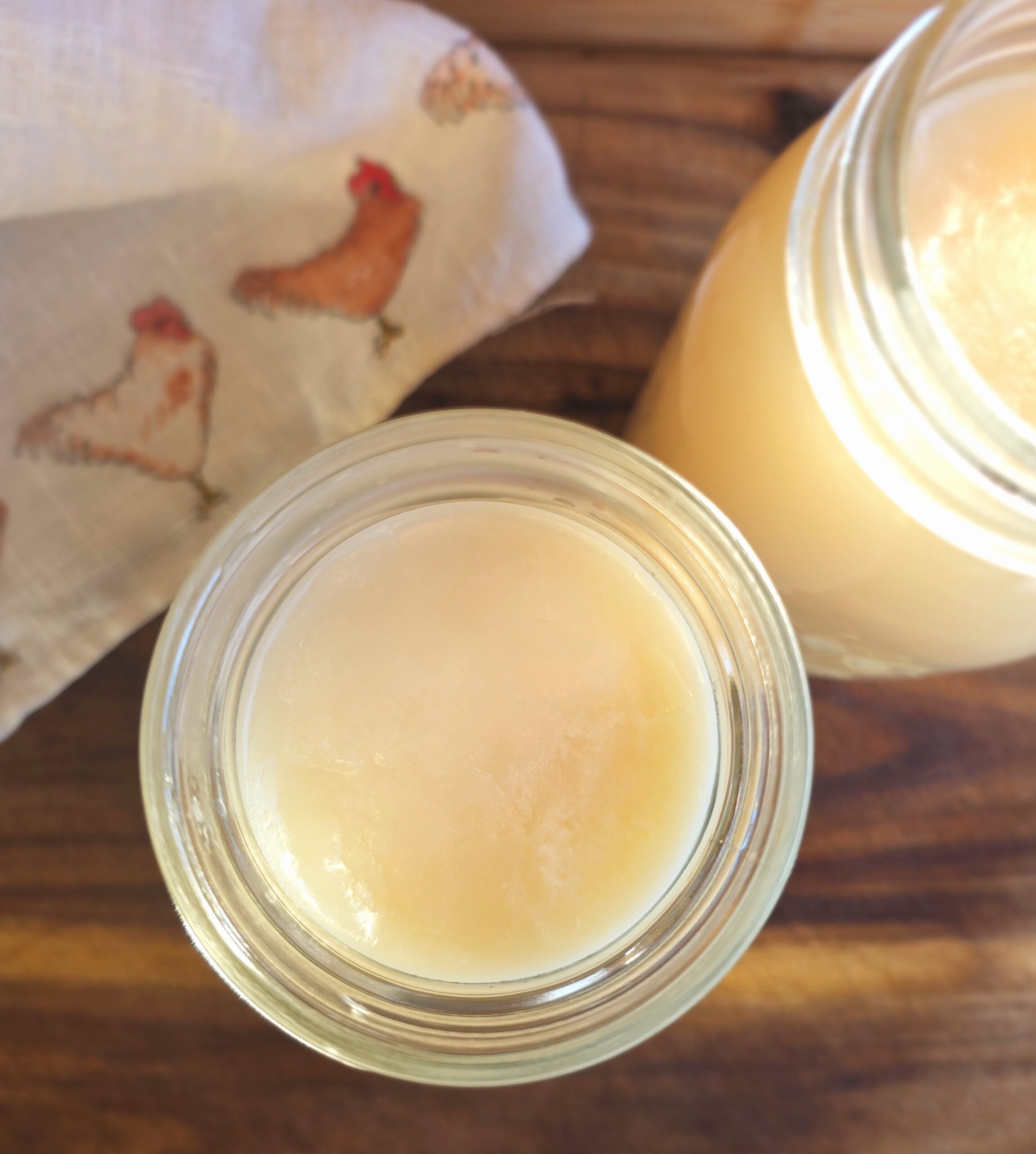 Homemade solid white beef tallow in a jar that is pure, ready for cooking, baking or skincare
